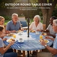thumbnail image 3 of Round Outdoor Tablecloth with Umbrella Hole and Zipper, Blue Grey Palm Leaves Tablecloth with Elastic Waterproof, Summer Tropical Plants Botanical Patio Table Covers for 45" - 54" Picnic Pool Tables, 3 of 9