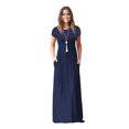 thumbnail image 1 of U.Vomade Manches Courtes Col Rond Poche Décontractée Longue Dress, 1 of 4