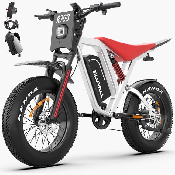 Bluvall Electric Dirt Bike for Adults, 1800W Motor 35MPH, 52V/25AH Battery, 20"x4" Fat Tire Ebike, E Mountain Bicycle, Up to 60 Miles UL2849