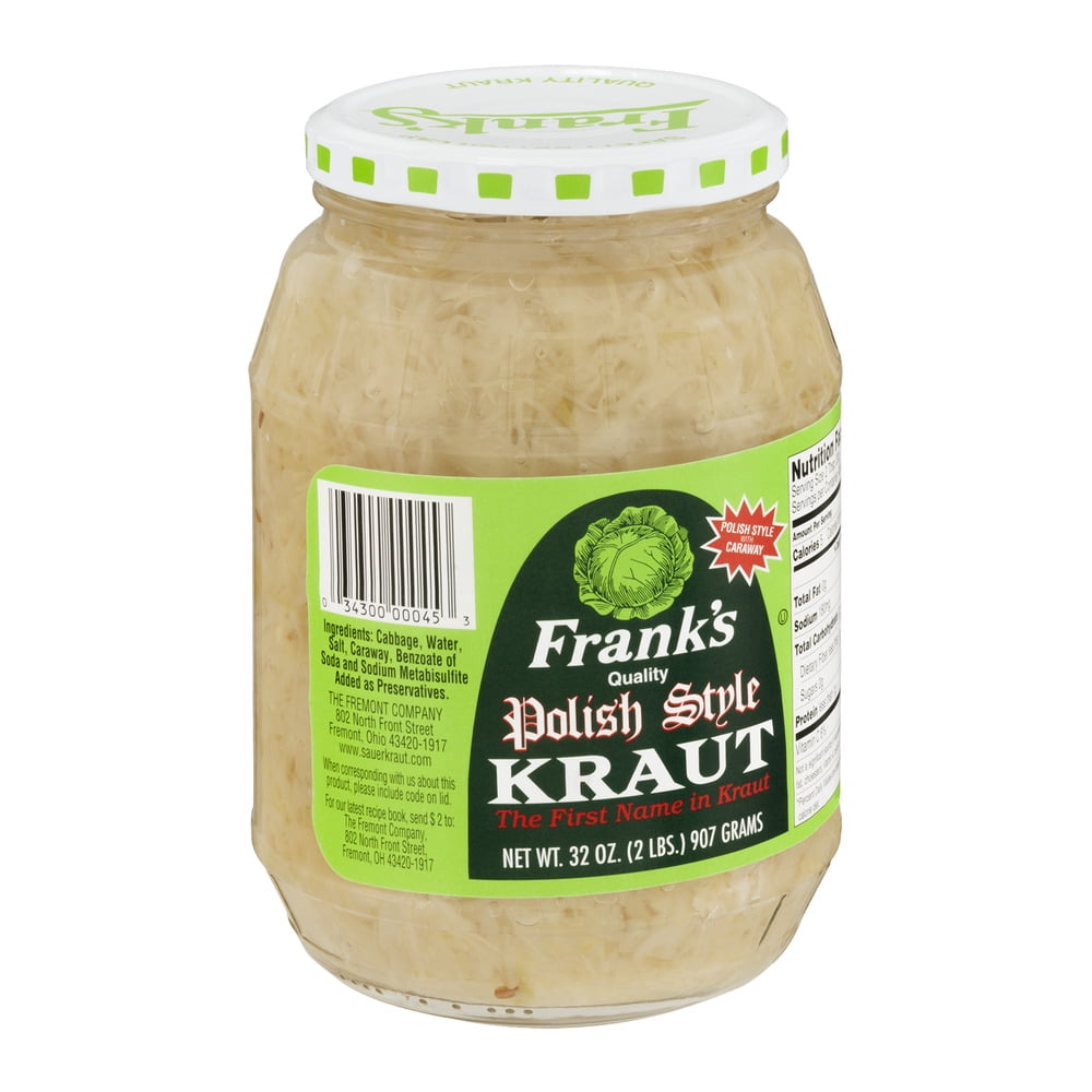 Frank's Quality Polish Style Shredded Sauerkraut, 32 Oz Jar, Mild Spice Level