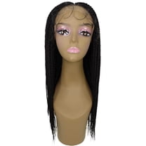LUXLUXE Nikkita Straight Long Hand-Tied Lace Braided Wig, Heat Resistant Fiber, Shades of Natural , Blended Colors .