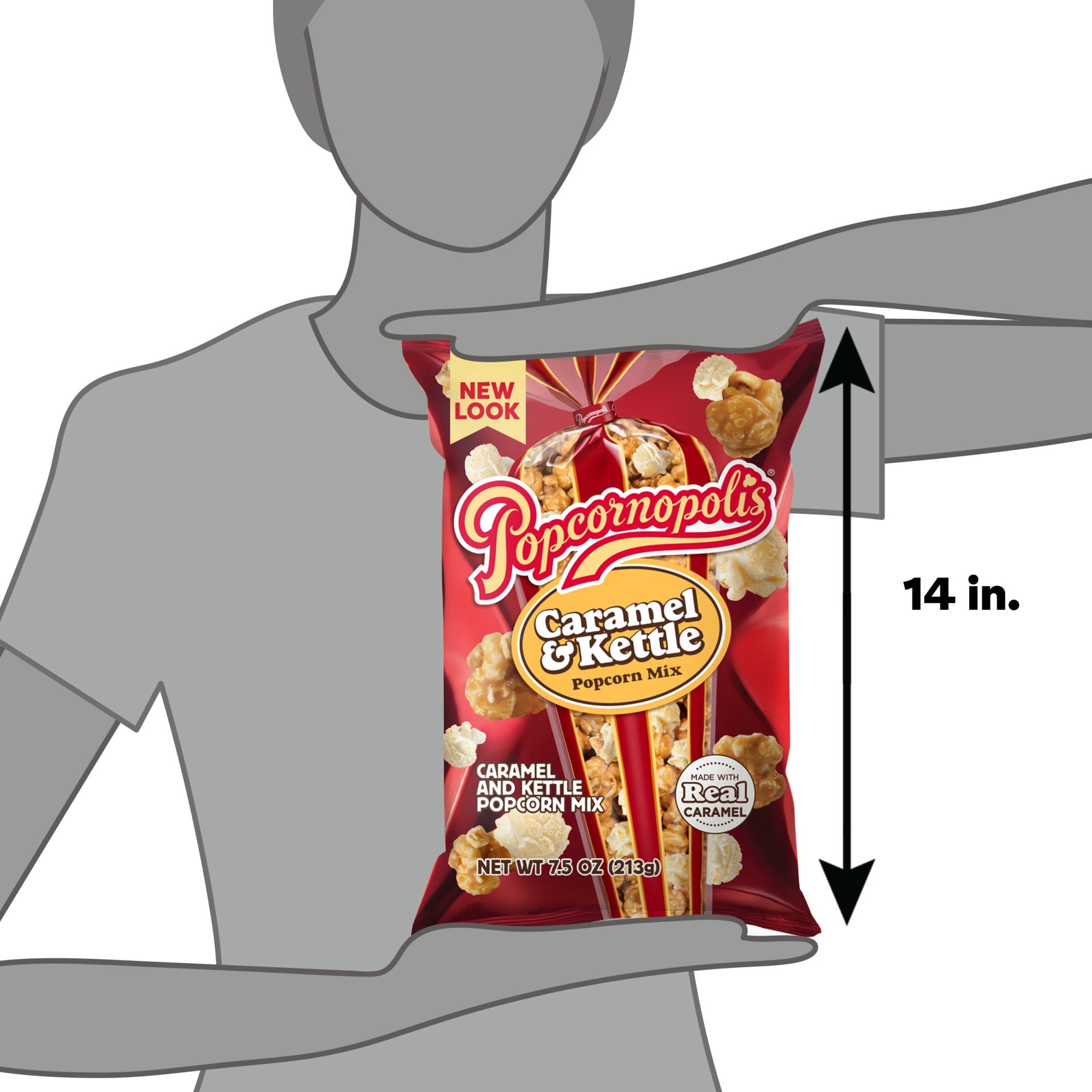 (2 pack) Popcornopolis Caramel & Kettle Mix 7.5 oz Bag, Caramel & Kettle Mix Popcorn