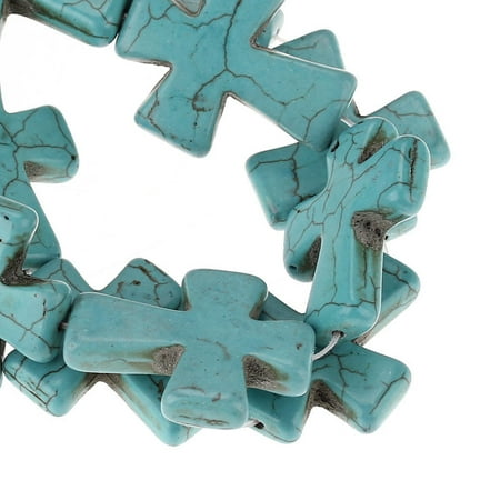 Strand Turquoise Cross - 1 Strand, Turquoise Malachite Green Cross Spacer Loose Beads 3.7cmx3cm (1 4/8...