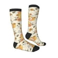 thumbnail image 3 of Daiia Sports Socks Groovy Floral Printed Novelty Crew Socks for Men Women Knee High Socks Cotton Socks Soft & Breathable Support Unisex Socks, 3 of 9
