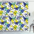 thumbnail image 1 of Ambesonne Modern Shower Curtain, Geometric Retro Theme, 69"Wx70"L, Blue Yellow and Black, 1 of 3