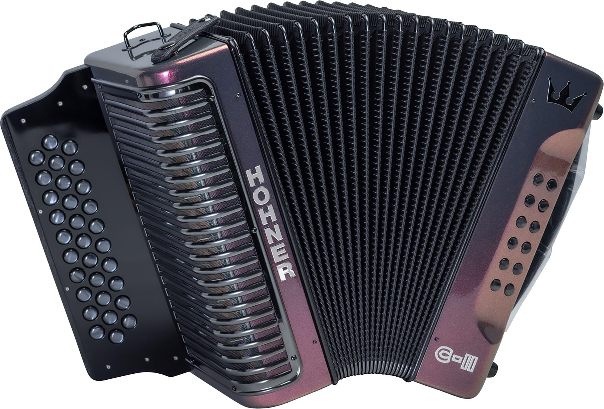 Hohner Corona C-II F/Bb/Eb Accordion - Red to Gold Bundle with Gig Bag, Adjustable Straps, and Austin Bazaar Polishing Cloth
