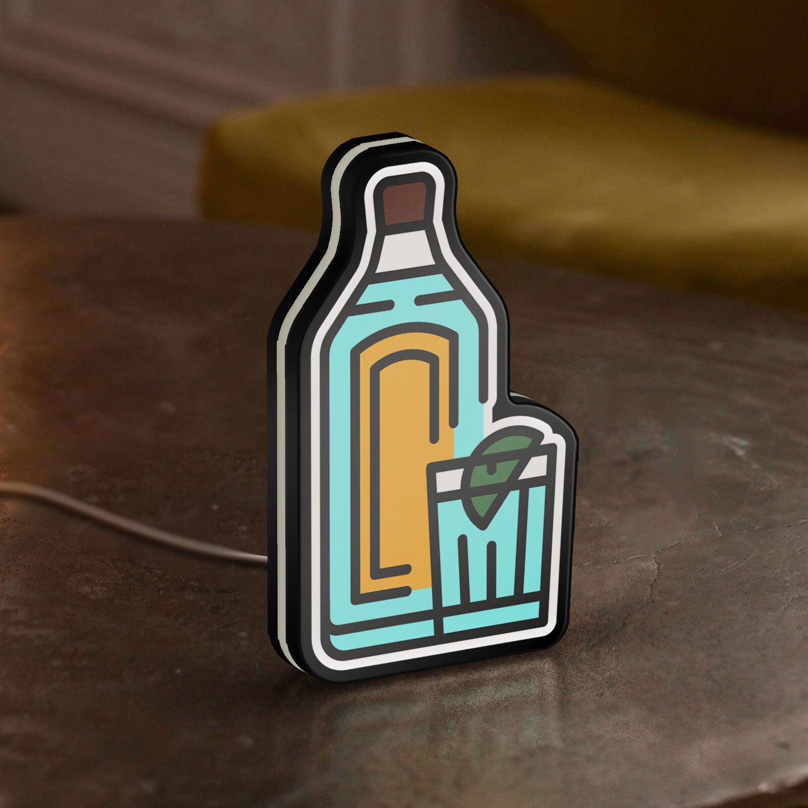 Gin Bottle 3D Novelty Light Box, Alcohol Lamp Decor for Bar Walls, Liquor Cabinets and Food & Beer Lovers (Width 12 inch, 30cm)