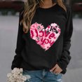 thumbnail image 2 of Womens Valentine'S Day Hoodie Tops Heart Print Long-Sleeved O Neck Soft Womens Casual Clothing,Black,M, 2 of 6