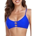 thumbnail image 4 of RELLECIGA Women's Royal Blue Strappy Longline Triangle Bikini Top Size X-Large, 4 of 7