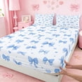 thumbnail image 4 of Erosebridal Blue Bowtie Girls Queen Sheet Sets,Cute Coquette Bowknot Bed Set For Kids 4-Piece, 4 of 6