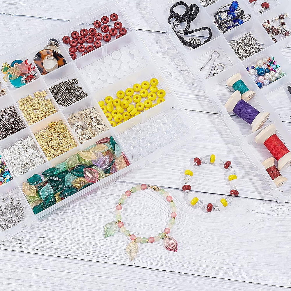 3PCS 28 Grids Plastic Storage Box Jewellery Box Compartment Organizer Earring Storage Containers Clear Plastic Bead Case(11.2x7.9x1.2Inch)DIY