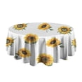 thumbnail image 5 of White Green Leaf Sunflower Pattern Round Tablecloth 60"x60",Wrinkle Wipeable Table Cloth for Kitchen Dining Room Picnic Patio Party, 5 of 6