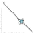 thumbnail image 2 of 925 Sterling Silver Rhodium Plated Clear and Blue Crystal Flower With 1inch Ext Bracelet 7 Inch 22.5mm Wide Link Bracele, 2 of 2