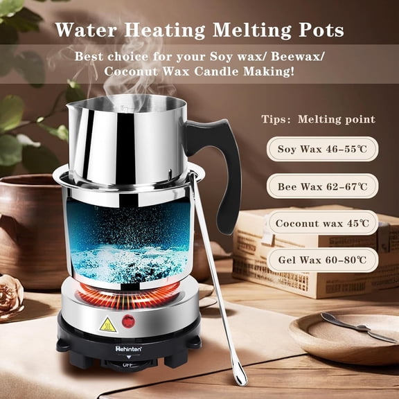 Double Boiler Wax Melting Pot - Candle Making Kit with Electric Hot Plate, Heat Gun, Thermometer