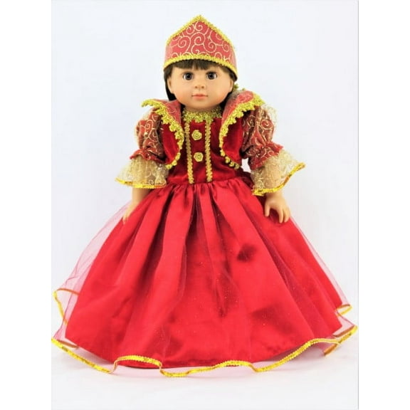 Red & Gold Gown For 18 inch dolls