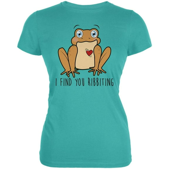 Toad I Find You Riveting Funny Pun Valentine's Day Juniors Soft T Shirt Teal LG