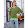thumbnail image 4 of Long Sleeve Shirts for Women Tunic Tops Loose Fit Cute Casual Color Block Ribbed Knit Tops Sweaters Green S, 4 of 9