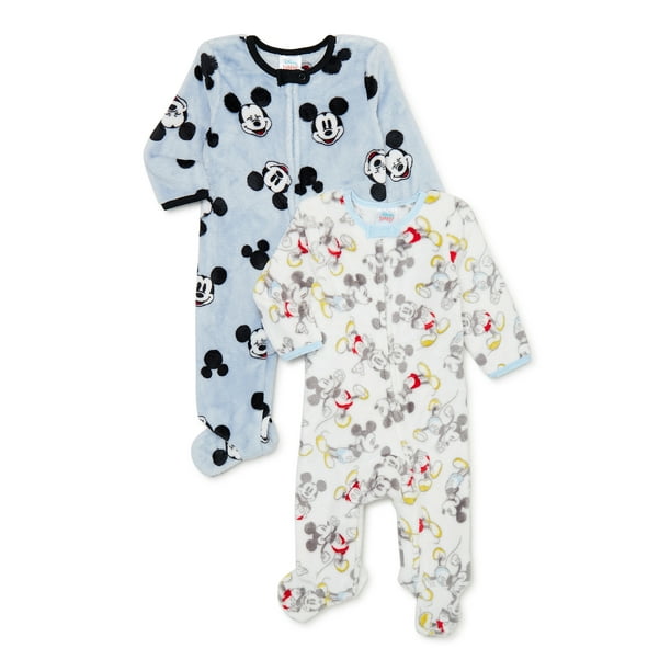 Disney Baby Mickey Mouse Unisex Microfleece Sleep N Play, 2Pack