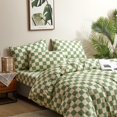 thumbnail image 4 of Verde Blanco Plaid Funda Nórdica Rey Verde Claro Beige Rejilla Ropa de Cama Checkerboard, 4 of 7
