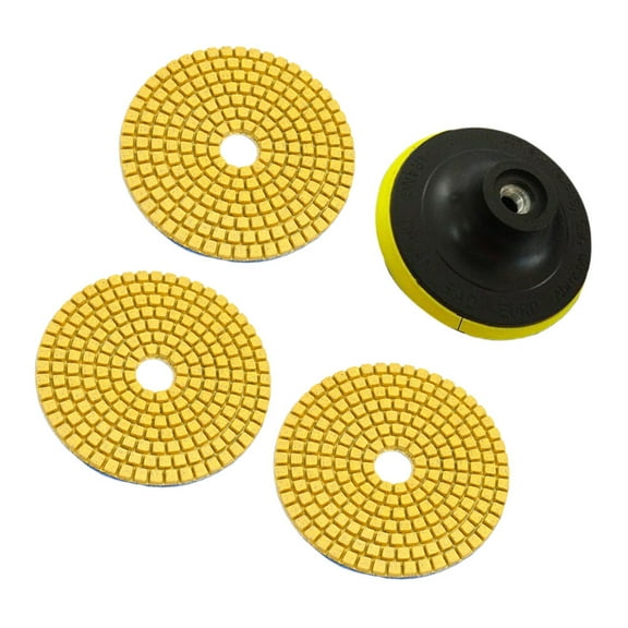 unbranded 3Pcs 4 Inches 1000 Grits Wet/Dry Diamond Polishing Pads with Backer Pad with Stick Pad for Granite Stone Marble (Random Color)