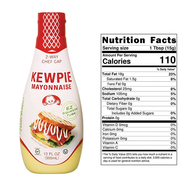 Kewpie Mayonnaise, Japanese Style Mayo Sandwich Spread Squeeze Bottle,  12-Ounce Tube (Pack of 1)