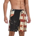thumbnail image 2 of Uemuo Wood Grain Bald Eagle Pattern Men's Short Pajama Pants – Soft & Breathable Lounge Shorts, Elastic Waistband with Pockets, Lightweight Sleepwear for All-Season Comfort-3X-Large, 2 of 6