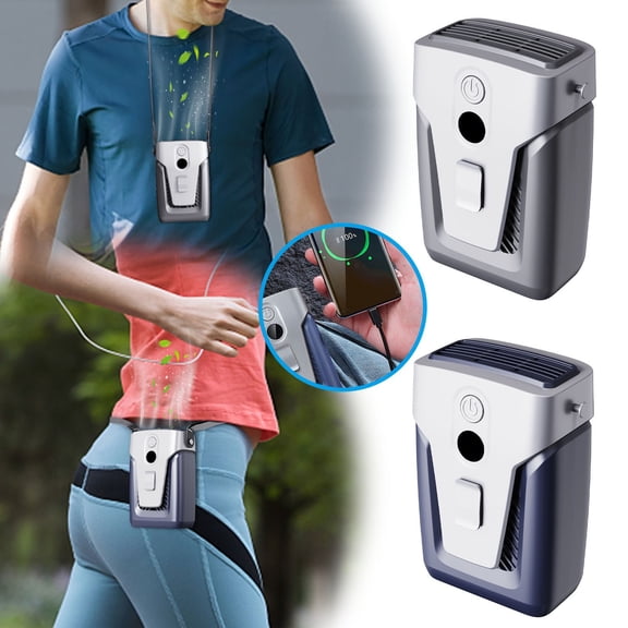 AYktou 12000mah Portable Fan, Rechargeable Outdoor Waist-Mounted Fan Hands-Free, High-Power Bladeless Mini Fan Handheld Fan, Shirt/ Belt/ Neck Fan Waist Fans for Work Camping Outdoor Travel