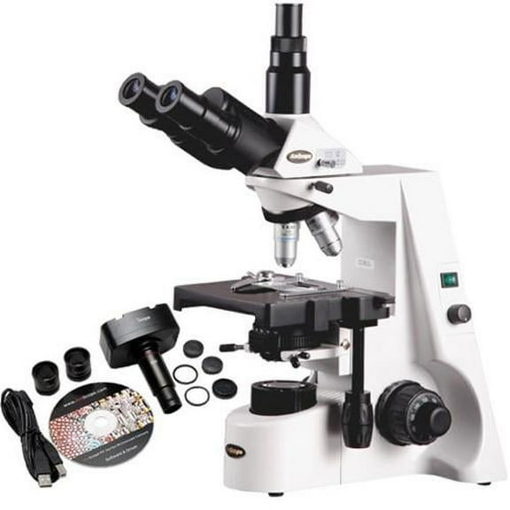 AmScope 40X-2500X Infinity Compound Microscope   5MP Camera Win7 & Mac OS New