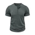 thumbnail image 1 of Ceisia Men's Slim-Fit Henley Neck Slub Cotton Short Sleeve T-Shirt Gray XXXL Gifts, 1 of 6