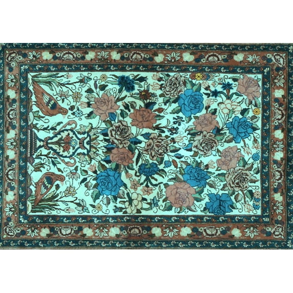 Ahgly Company Indoor Rectangle Animal Light Blue Traditional Area Rugs, 2' x 5'