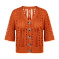 thumbnail image 5 of COMVALUE Women's Crochet Cardigan Sweaters Lightweight Summer Boho Open Front Knit Shrug 1/2 Sleeve Beach Cover Up Red M, 5 of 5