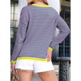 thumbnail image 6 of Womens Sweaters Long Sleeve Crew Neck Color Block Striped Casual Knitted Pullover Tops Pink Blue M, 6 of 7