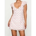 thumbnail image 4 of Argulvti Robe Courte à Pois pour Femme, Coupe Ajustée, Col en V, Manches Volantées, Mini-Robe Ligne A pour Quotidien, Fête, Boîte de Nuit, 4 of 6