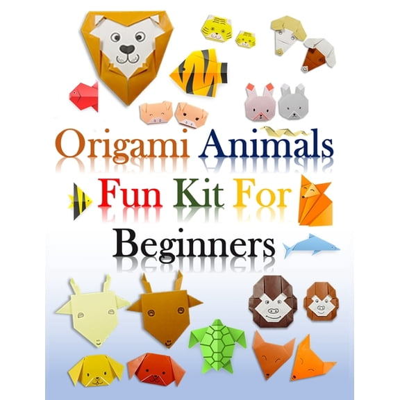 origami animals fun kit for beginners: Incredible Origami, Origami Kit for 100 Step by Step Projects About Animals., 95 modules About Animals, fish, bear, dog, lion, Gorillas, cat, snake, turtle and M