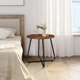 thumbnail image 4 of CRXX Indoor and Outdoor Side Table, Small Patio Side Table, Metal Round Portable Waterproof Weather Resistant End Table for Patio, Garden, Balcony, Yard, Wood Grain Color, 4 of 9
