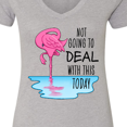 thumbnail image 4 of Inktastic Not Going to Deal with This Today Sleeping Flamingo Women's V-Neck T-Shirt, 4 of 5