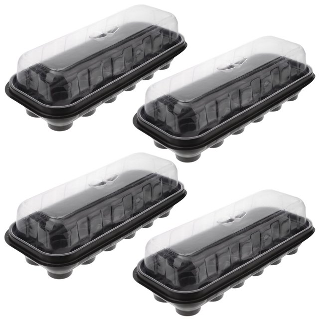 4 Sets Plant Germination Box Portable Nursery Pots Household Planter Growing Pot Two in One Plate Plastic Sowing Tray for Home