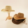 thumbnail image 2 of relayinert Age Resistant Western Sun Hat For Enduring Style Fashion Outdoor Straw Hats khaki 1Set, 2 of 6