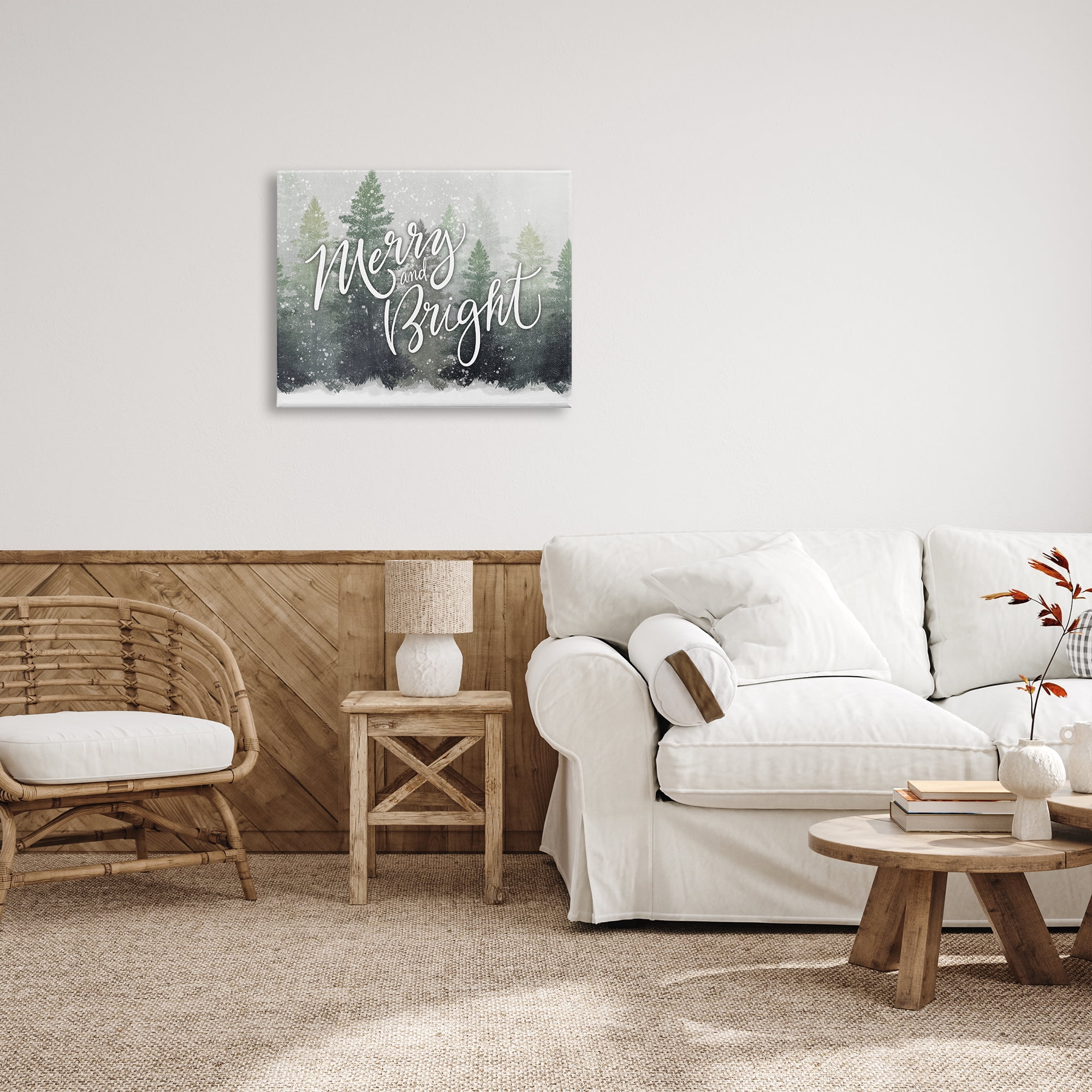 Stupell Industries Merry & Bright Scenic Niveous Winter Forest Landscape Graphic Art Gallery Wrapped Canvas Print Wall Art, Design by House Fenway