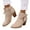 Beige, variant on Suede Ankle Boots for Women High Stacked Heel Zipper Fall Winter Booties Dressy Bow Ankle Strap Short Booties