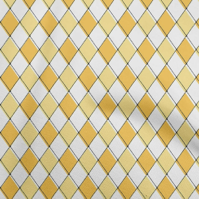 oneOone Rayon Yellow Fabric Argyle Sewing Craft Projects Fabric Prints By Yard 56 Inch Wide