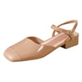 thumbnail image 4 of Rokment Mary Jane Square Closed Toe Dressy Sandals for Women Bride Wedding Elegant Casual Leather Ankle Strap Chunky Block Low Heels Dress Ballet Flat Khaki Size 7, 4 of 4