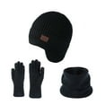 thumbnail image 2 of jobturf Trapper Hat for Men Thickened Warm Winter Hats and Neck Warmer Gloves Matching Sets Trendy Knit Beanie Scarf Gloves 3 Piece Outfits, 2 of 4