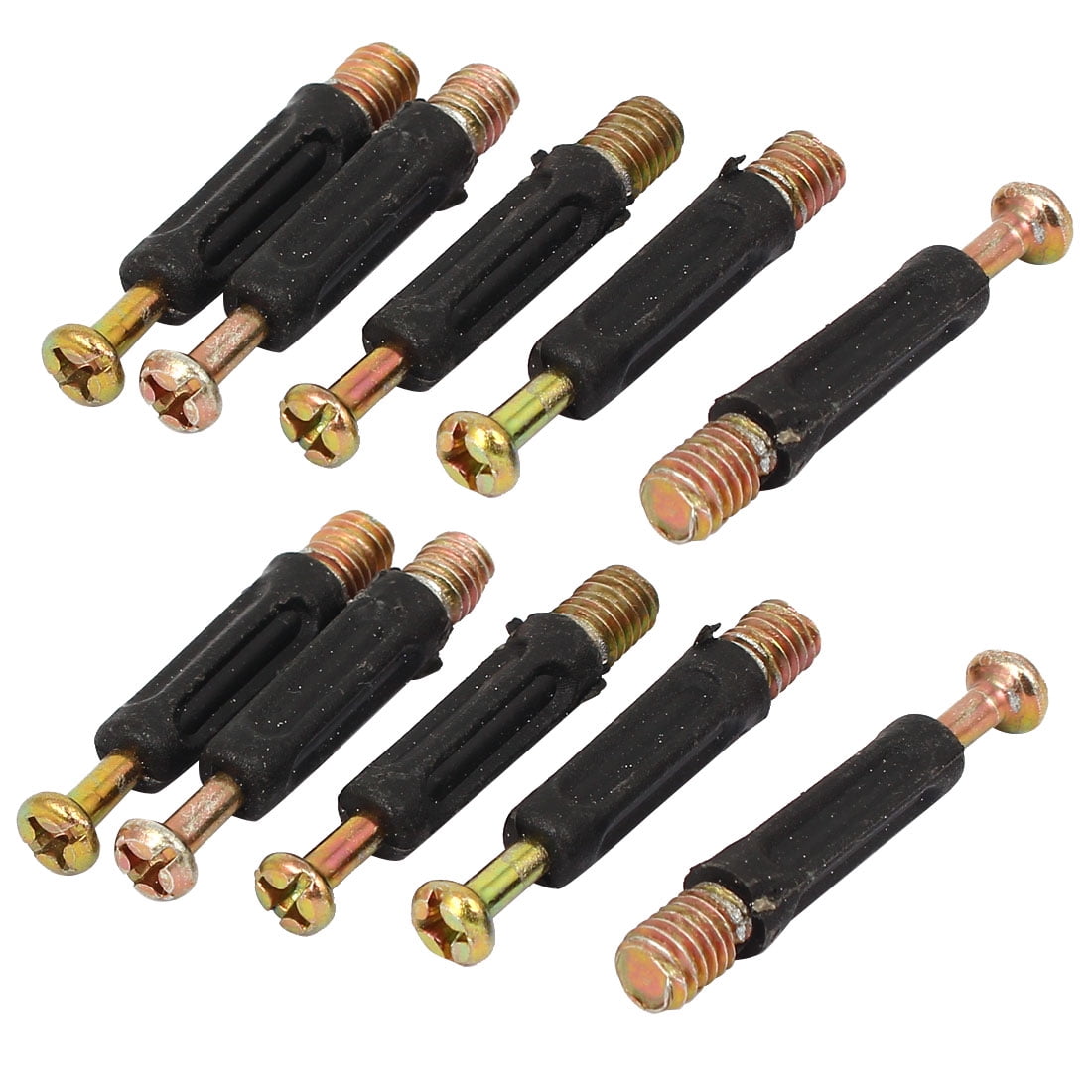 40mm Length Fixing Dowels Eccentric Cam Connecting Hardware Black 10 Pcs