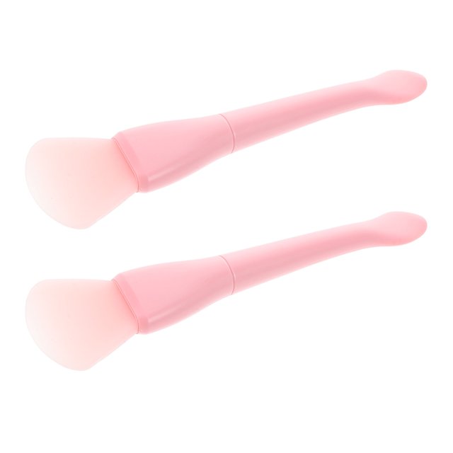 unbranded 2Ud Aplicador De Mascarilla Rosa De Silicona Cepillo Doble Para Uso Facial Y Cómodo