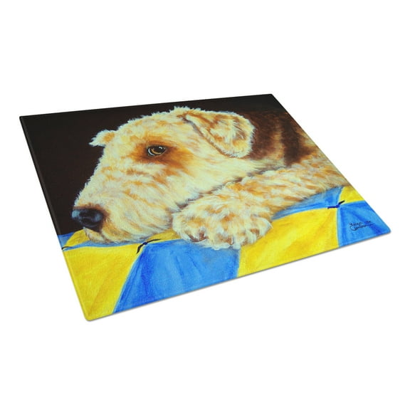 Carolines Treasures AMB1174LCB Airedale Terrier Mommas Quilt Glass Cutting Board Large, 12H x 16W, multicolor