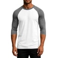 thumbnail image 2 of Men Casual Shirts Classic Raglan Basic Soft Cotton 3/4 Long Sleeve Sports Baseball Jerseys T Shirts fashion comfort Loose top Gray XL, 2 of 6