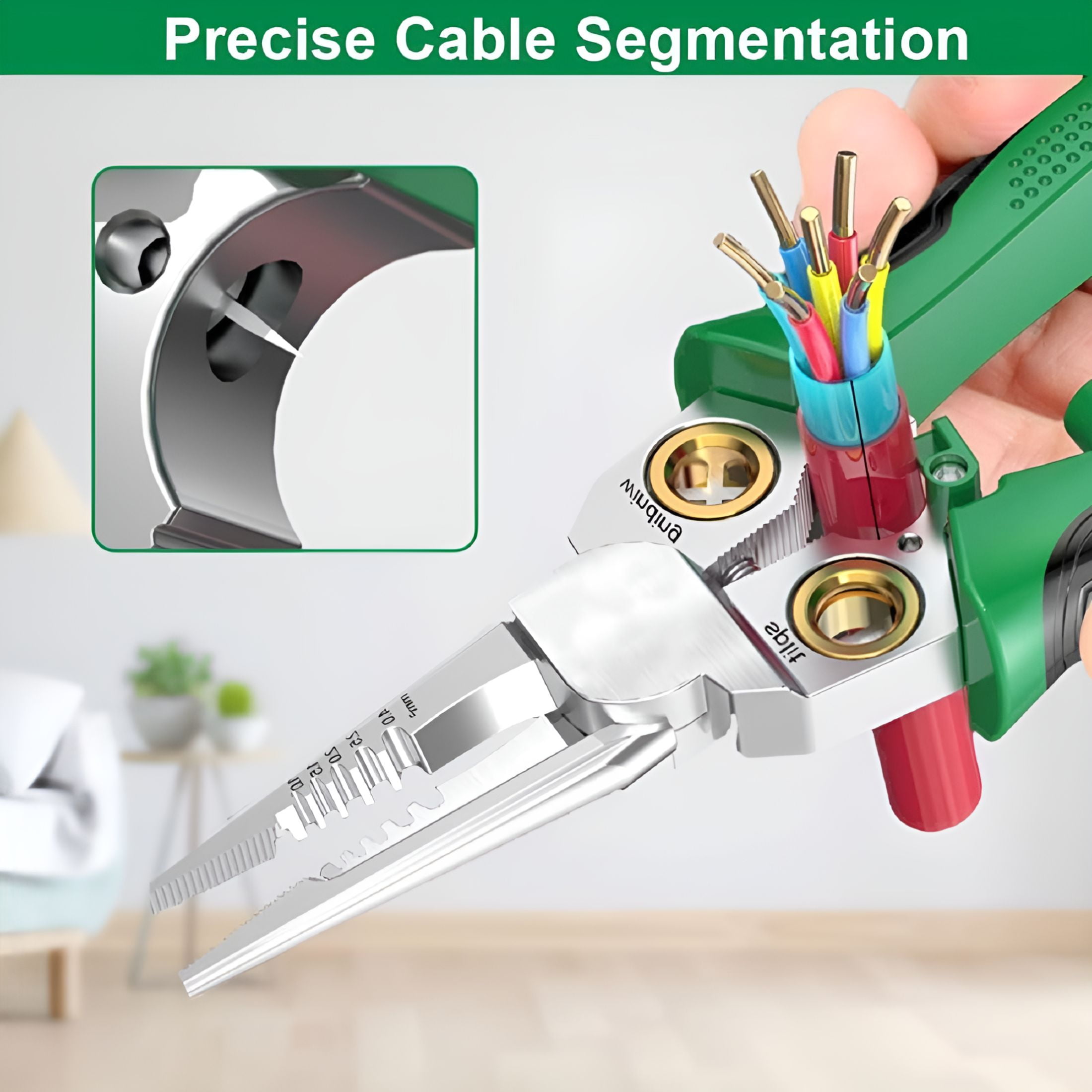 EXLEAF 2026 New 8 in 1 Wire Stripper with Voltage Tester,Multi-Function 8 in 1 Wire Stripping Pliers for Cutting,Pulling,Crimping,And Cable Repair (Green)