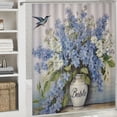 thumbnail image 6 of Pratyus Blue Flowers Hummingbird Printed Shower Curtain with Hooks, Easy Care 100% Polyester Fiber, Chic Modern Bathroom Decor, Home Bathtubs Bathroom Curtain Decoration 36x72, 6 of 7