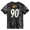 thumbnail image 3 of Girls Youth T.J. Watt Black Pittsburgh Steelers Sequin V-Neck Fashion Jersey, 3 of 3